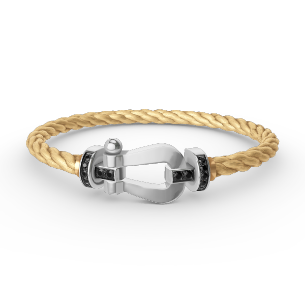 [⭐Novea]FORCE LARGE HORSESHOE BLACK DIAMOND BRACELET SILVER