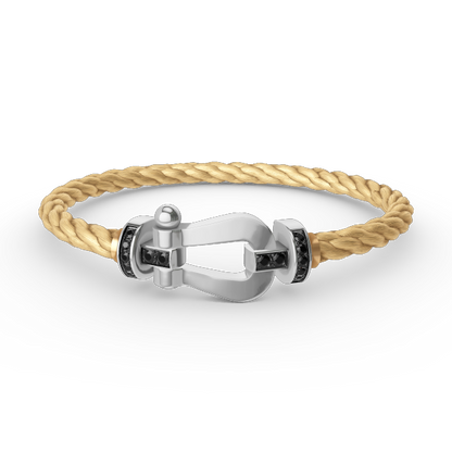 [⭐Novea]FORCE LARGE HORSESHOE BLACK DIAMOND BRACELET SILVER