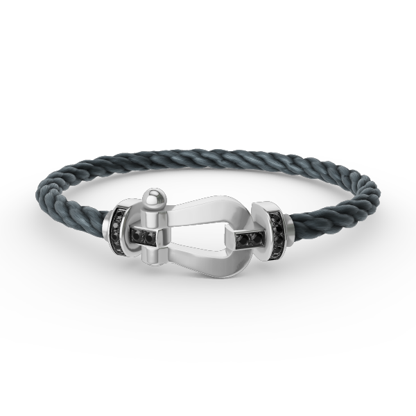 [⭐Novea]FORCE LARGE HORSESHOE BLACK DIAMOND BRACELET SILVER