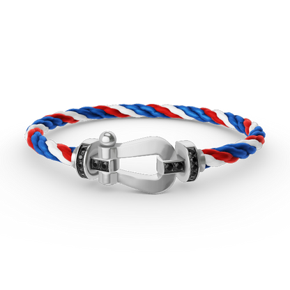 [⭐Novea]FORCE LARGE HORSESHOE BLACK DIAMOND BRACELET SILVER