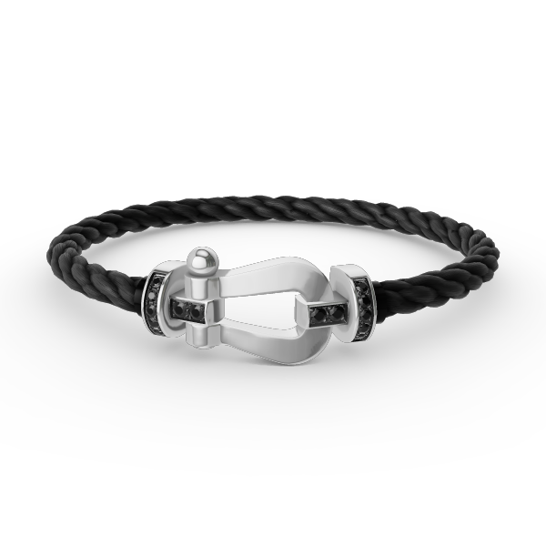 [⭐Novea]FORCE LARGE HORSESHOE BLACK DIAMOND BRACELET SILVER
