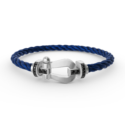 [⭐Novea]FORCE LARGE HORSESHOE BLACK DIAMOND BRACELET SILVER
