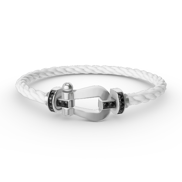 [⭐Novea]FORCE LARGE HORSESHOE BLACK DIAMOND BRACELET SILVER