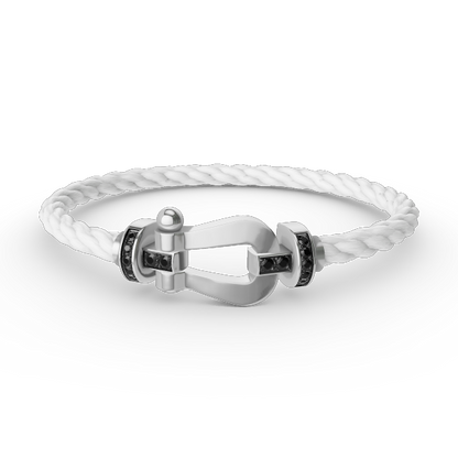 [⭐Novea]FORCE LARGE HORSESHOE BLACK DIAMOND BRACELET SILVER