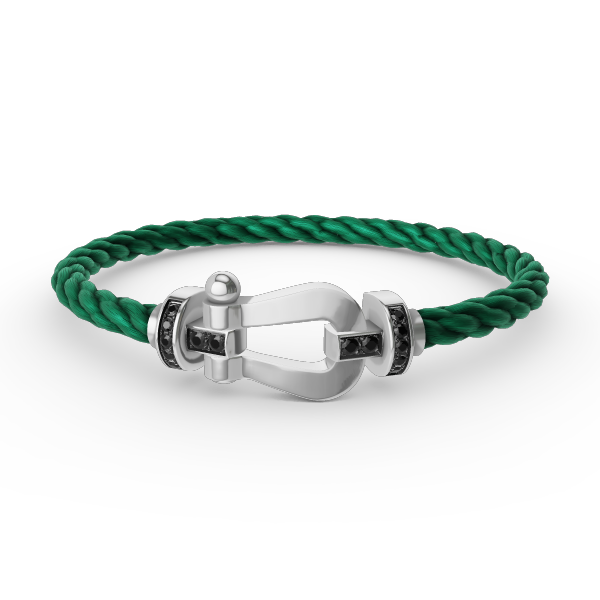 [⭐Novea]FORCE LARGE HORSESHOE BLACK DIAMOND BRACELET SILVER