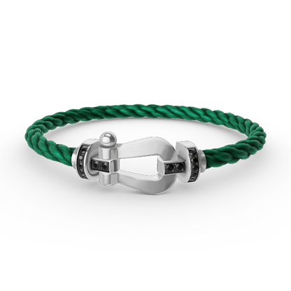 [⭐Novea]FORCE LARGE HORSESHOE BLACK DIAMOND BRACELET SILVER
