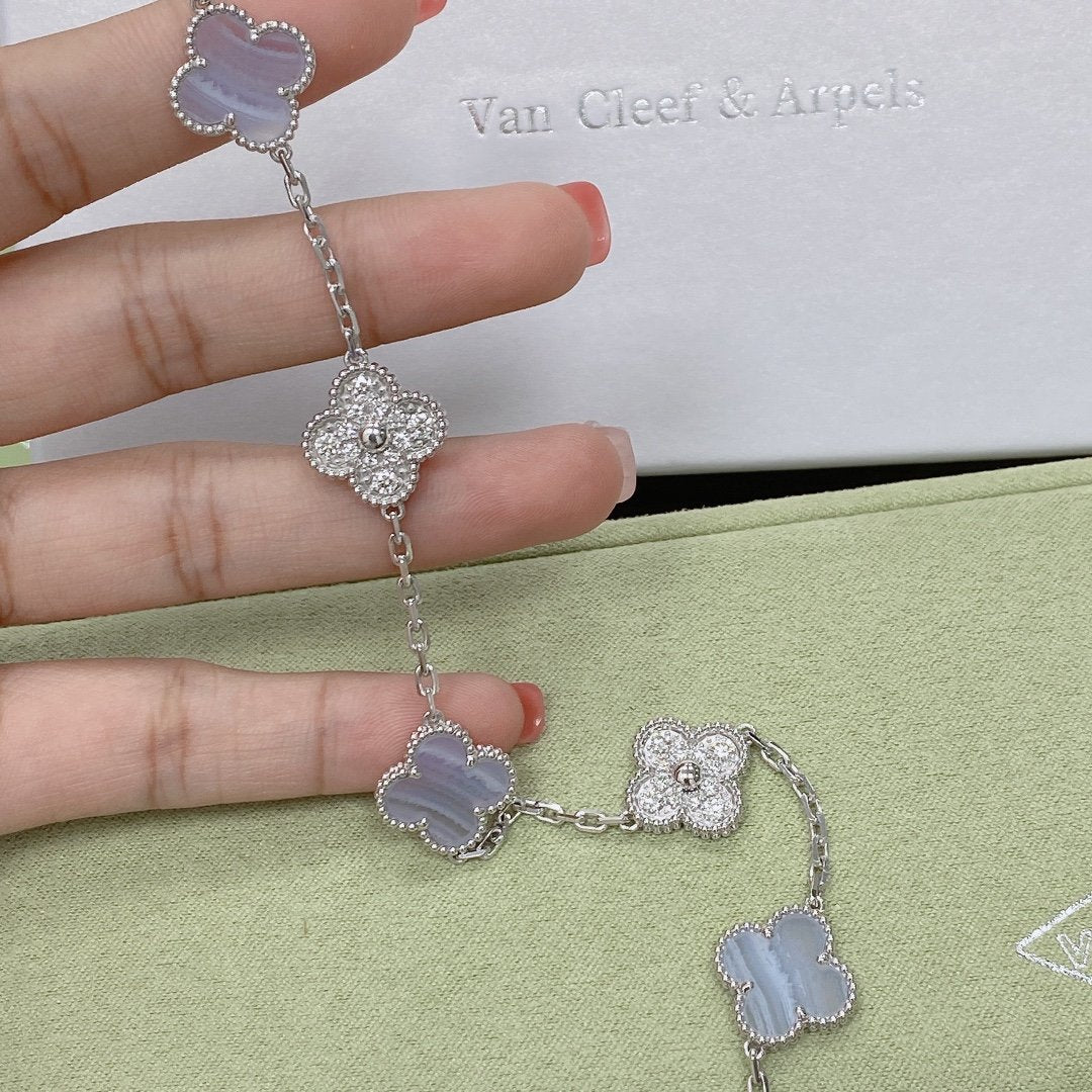 [⭐Novea] CLOVER 5 MOTIF PURPLE CHALCEDONY BRACELET COLLECTION