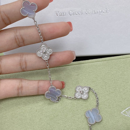 [⭐Novea] CLOVER 5 MOTIF PURPLE CHALCEDONY BRACELET COLLECTION