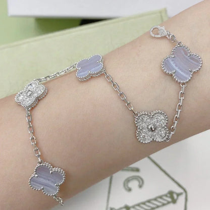 [⭐Novea] CLOVER 5 MOTIF PURPLE CHALCEDONY BRACELET COLLECTION