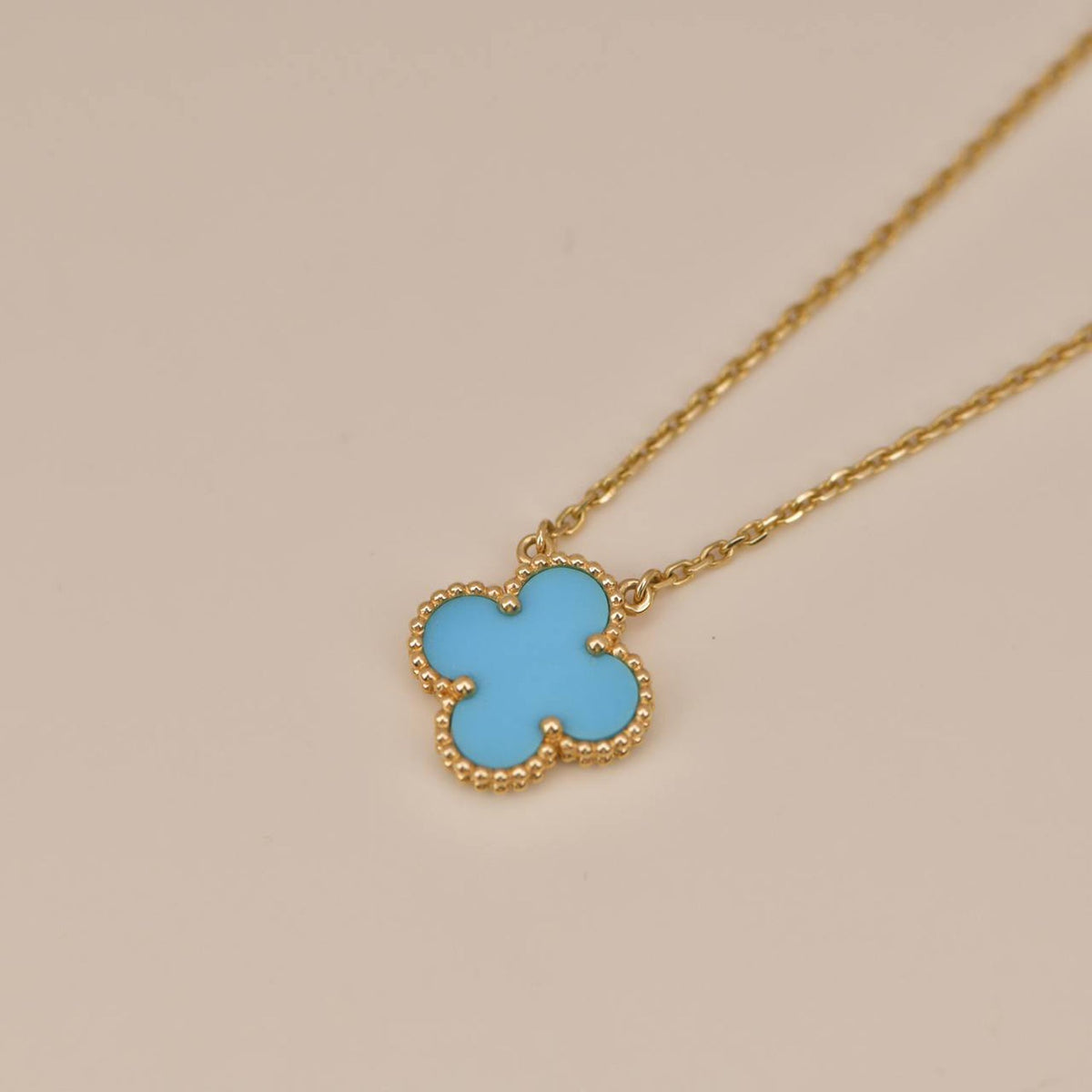 [⭐Novea]CLOVER 15MM VINTAGE TURQUOISE NECKLACE
