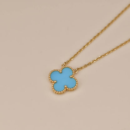 [⭐Novea]CLOVER 15MM VINTAGE TURQUOISE NECKLACE