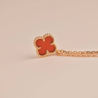[⭐Novea]CLOVER MINI 9.5MM WHITE CARNELIANS NECKLACE
