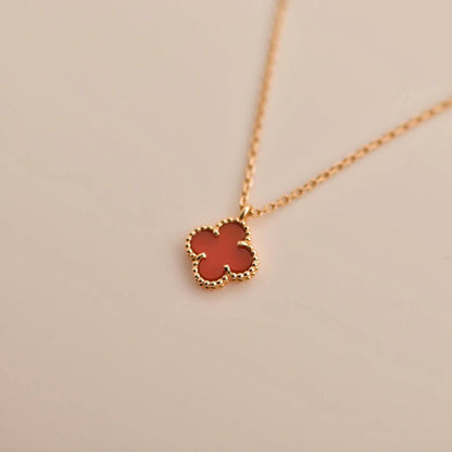 [⭐Novea]CLOVER MINI 9.5MM WHITE CARNELIANS NECKLACE