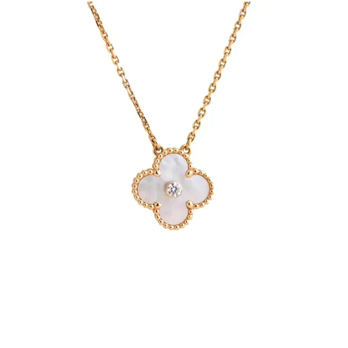 [⭐Novea]CLOVER 15MM DIAMOND WHITE FRITILLARIA NECKLACE