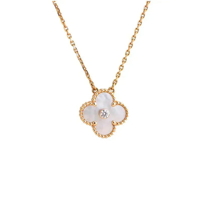 [⭐Novea]CLOVER 15MM DIAMOND WHITE FRITILLARIA NECKLACE