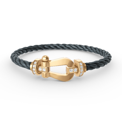 [⭐Novea]FORCE LARGE HORSESHOE HALF DIAMOND BRACELET GOLD