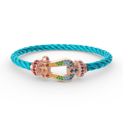 [⭐Novea]FORCE LARGE HORSESHOE  COLORED DIAMOND BRACELET ROSE GOLD