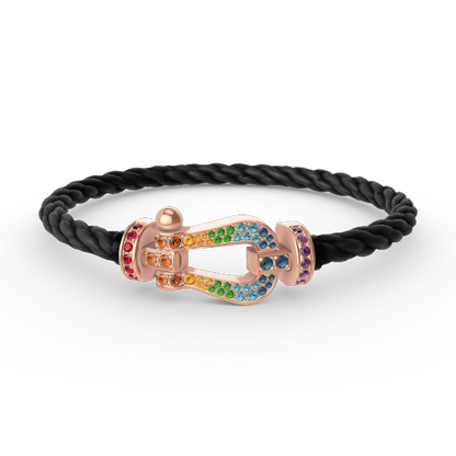 [⭐Novea]FORCE LARGE HORSESHOE  COLORED DIAMOND BRACELET ROSE GOLD