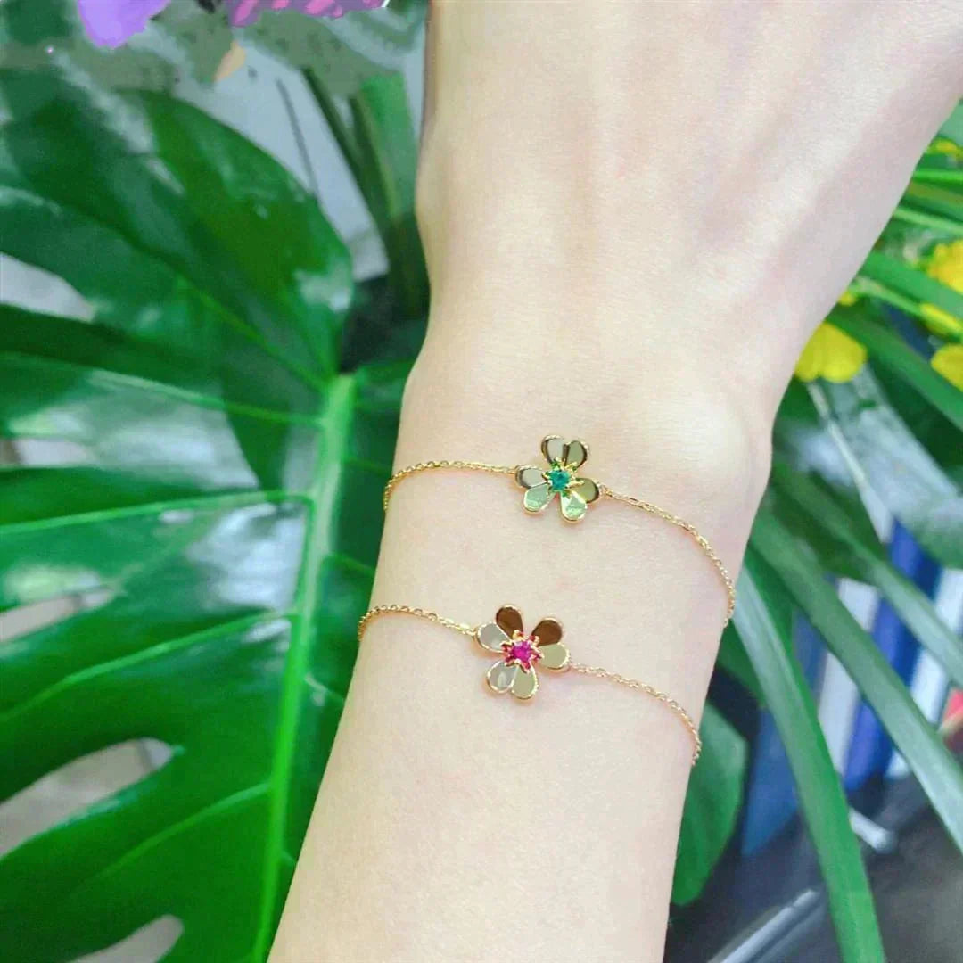 [⭐Novea]FRIVOLE GOLD FLOWER PINK MALACHITE BRACELET