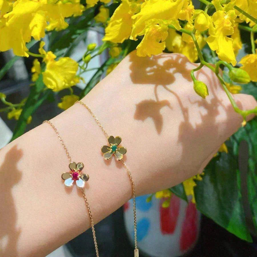[⭐Novea]FRIVOLE GOLD FLOWER PINK MALACHITE BRACELET