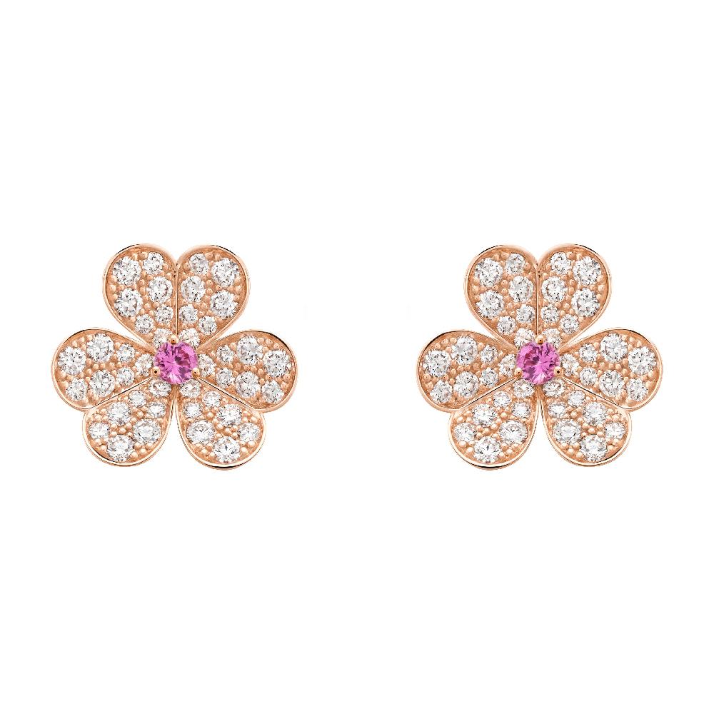 [⭐Novea]FRIVOLE PINK GOLD FLOWER DIAMOND EARRINGS