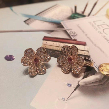 [⭐Novea]FRIVOLE PINK GOLD FLOWER DIAMOND EARRINGS