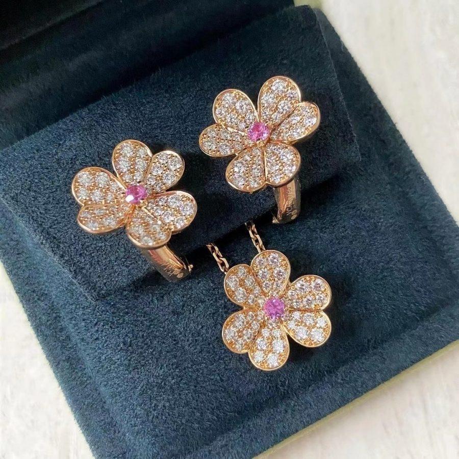 [⭐Novea]FRIVOLE PINK GOLD FLOWER DIAMOND EARRINGS