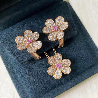 [⭐Novea]FRIVOLE PINK GOLD FLOWER DIAMOND EARRINGS