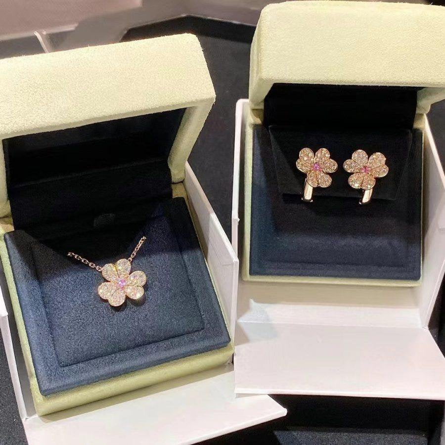 [⭐Novea]FRIVOLE PINK GOLD FLOWER DIAMOND EARRINGS