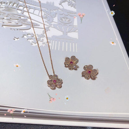 [⭐Novea]FRIVOLE PINK GOLD FLOWER DIAMOND EARRINGS