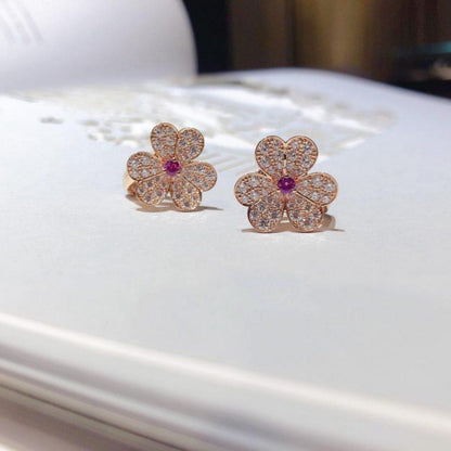 [⭐Novea]FRIVOLE PINK GOLD FLOWER DIAMOND EARRINGS
