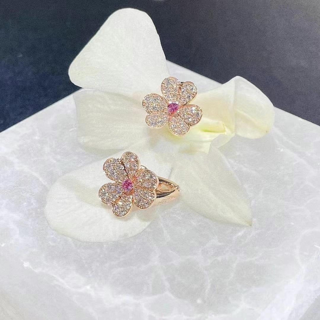 [⭐Novea]FRIVOLE PINK GOLD FLOWER DIAMOND EARRINGS