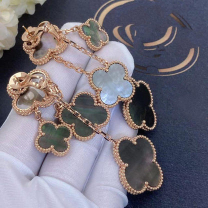 [⭐Novea]CLOVER EARRINGS DARK MOP 4 MOTIFS ROSE GOLD