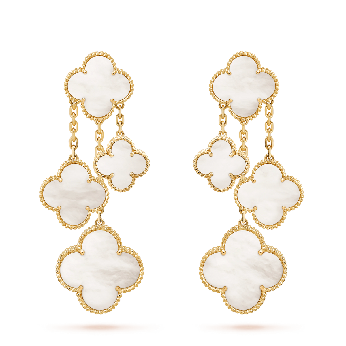 [⭐Novea]CLOVER EARRINGS WHITE MOP 4 MOTIFS GOLD