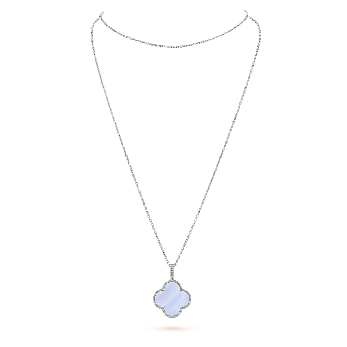 [⭐Novea]CLOVER SILVER CHALCEDONY BIG CLOVER NECKLACE
