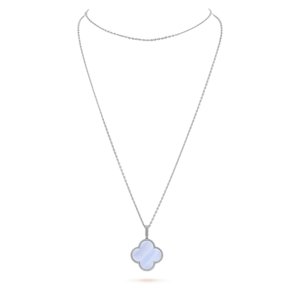 [⭐Novea]CLOVER SILVER CHALCEDONY BIG CLOVER NECKLACE