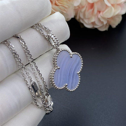 [⭐Novea]CLOVER SILVER CHALCEDONY BIG CLOVER NECKLACE