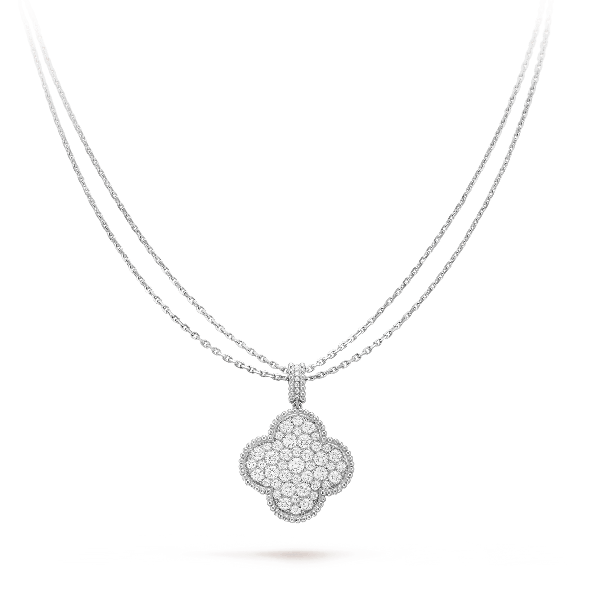 [⭐Novea]CLOVER 25MM SILVER FULL DIAMOND BIG CLOVER NECKLACE