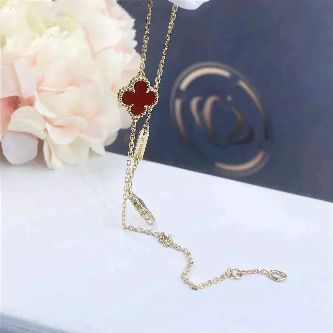 [⭐Novea]CLOVER  CARNELIAN SINGLE FLOWER BRACELET