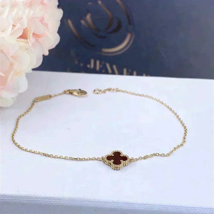 [⭐Novea]CLOVER  CARNELIAN SINGLE FLOWER BRACELET
