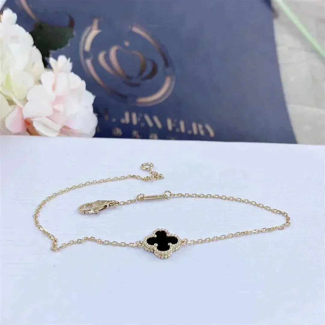 [⭐Novea]CLOVER ONYX SINGLE FLOWER BRACELET