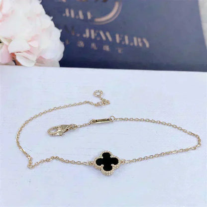 [⭐Novea]CLOVER ONYX SINGLE FLOWER BRACELET