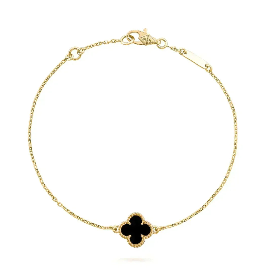 [⭐Novea]CLOVER ONYX SINGLE FLOWER BRACELET