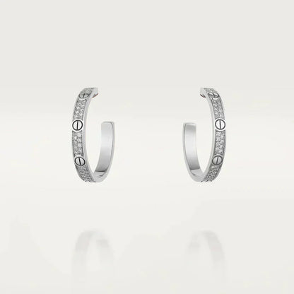 [⭐Novea]LOVE DIAMOND SILVER HOOP EARRINGS