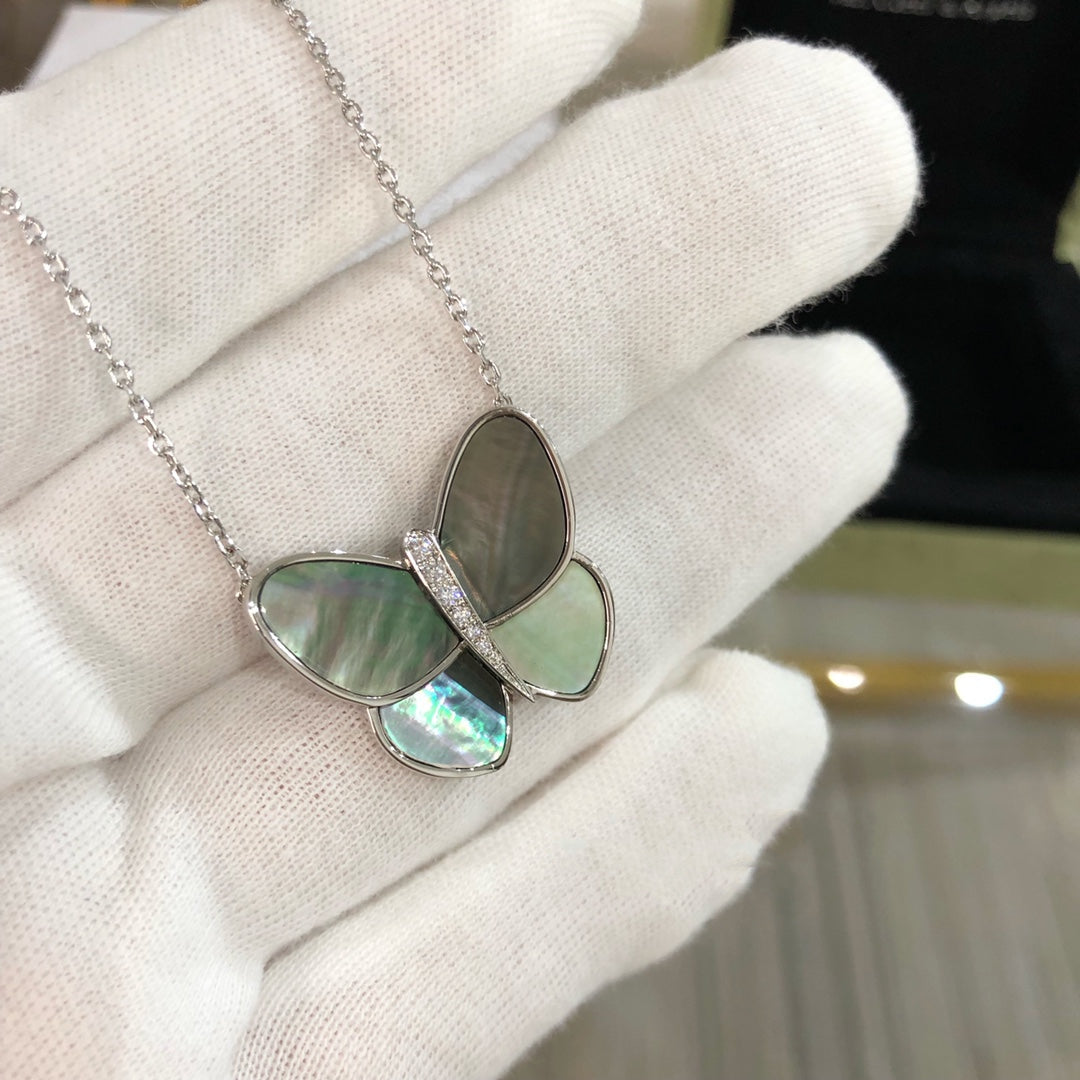 [⭐Novea]LARGE BUTTERFLY SILVER PENDANT DIAMOND NECKLACE