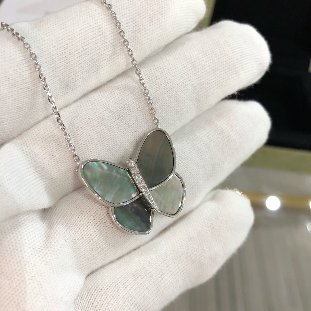 [⭐Novea]LARGE BUTTERFLY SILVER PENDANT DIAMOND NECKLACE