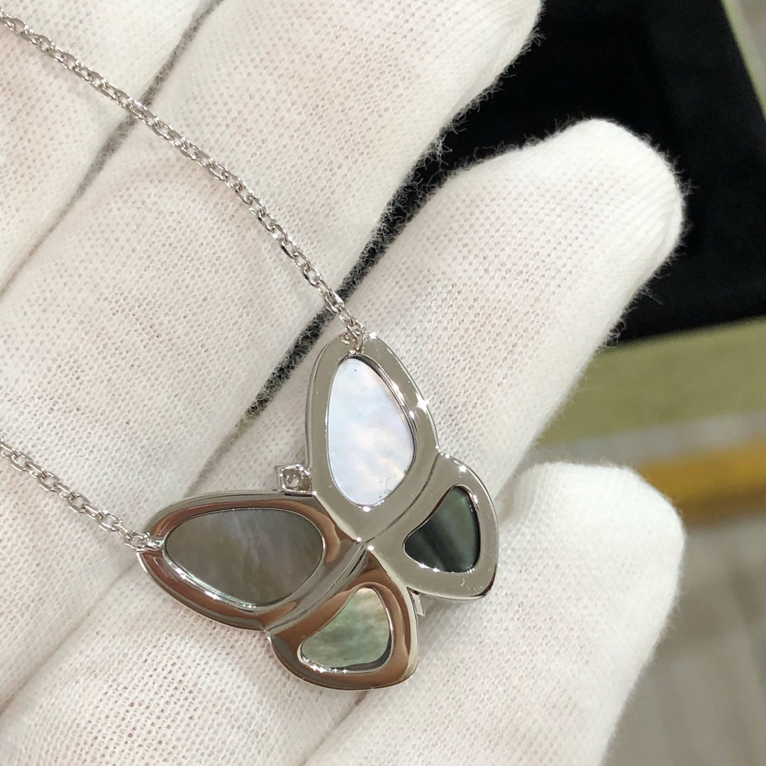 [⭐Novea]LARGE BUTTERFLY SILVER PENDANT DIAMOND NECKLACE