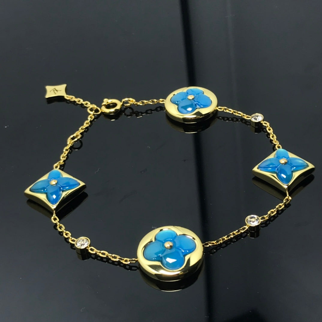 [⭐Novea]STAR AND SUN 4 MOTIF BLUE BRACELET