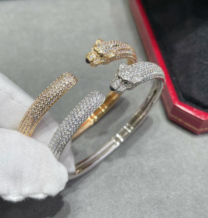 [⭐Novea]PANTHERE FULL DIAMOND OPEN BRACELET