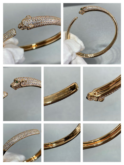 [⭐Novea]PANTHERE FULL DIAMOND OPEN BRACELET